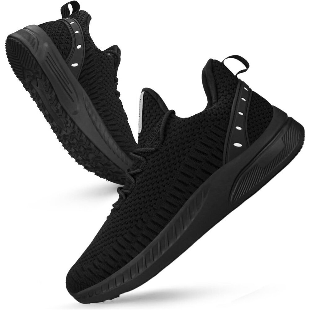 Women's All Black Tennis Running Walking Shoes Lightweight Casual Sneakers